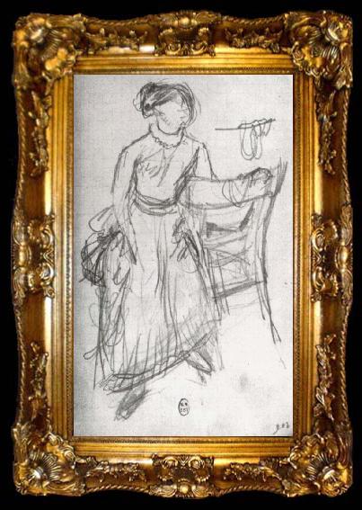 framed  Edgar Degas Study of Helene Rouart sitting on the Arm of a Chair, ta009-2